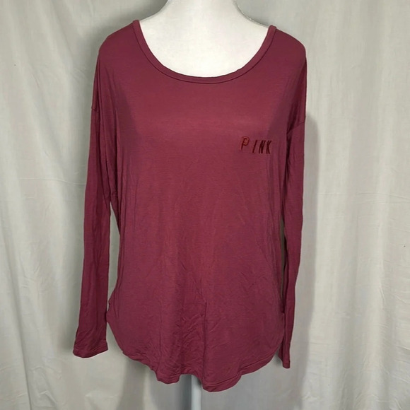 Victoria's Secret PINK mauve / berry long sleeve strappy back top size xs - Picture 1 of 3
